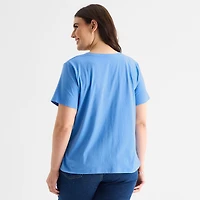 a.n.a Womens Plus V Neck Short Sleeve T-Shirt