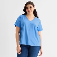 a.n.a Womens Plus V Neck Short Sleeve T-Shirt