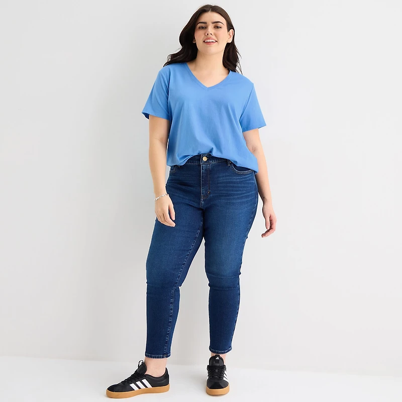 a.n.a Womens Plus V Neck Short Sleeve T-Shirt
