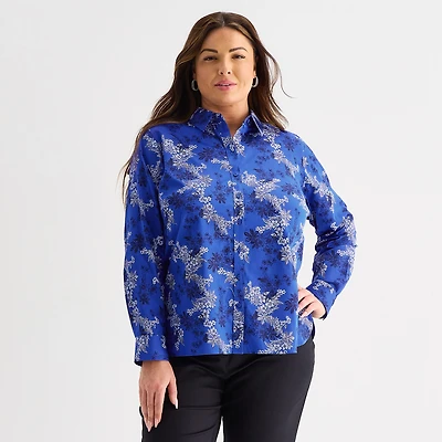 Liz Claiborne Womens Plus Long Sleeve Dress Shirt