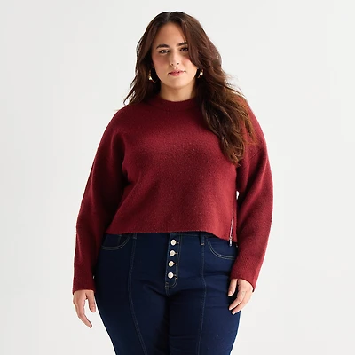 Bold Elements Plus Womens Crew Neck Long Sleeve Pullover Sweater