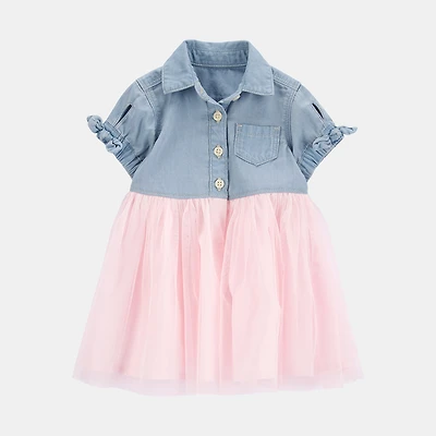 Oshkosh Baby Girls Short Sleeve Fitted A-Line Dress