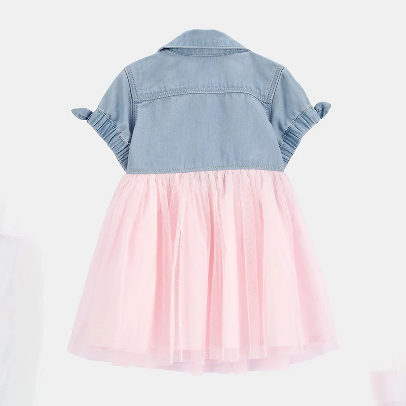 Oshkosh Baby Girls Short Sleeve Fitted A-Line Dress