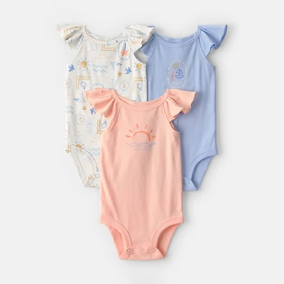 Carter's Baby Girls Boat Neck Sleeveless Rib Knit 3-pc. Bodysuit