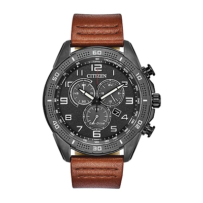 Citizen Mens Chronograph Brown Leather Strap Watch At2447-01e