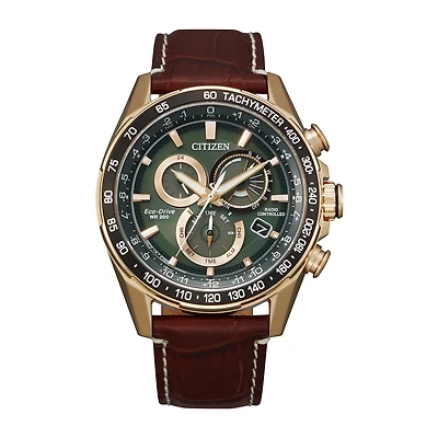 Citizen Mens Chronograph Brown Leather Strap Watch Cb5919-00x