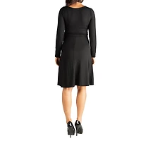 24seven Comfort Apparel Womens Maternity V Neck Long Sleeve A-Line Dress