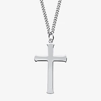 Mens Sterling Silver Cross Inch Pendant Necklace