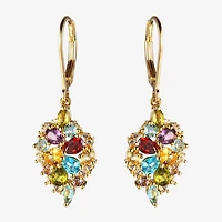 Womens Genuine Multi Color 18K Gold Over Silver Drop Earrings