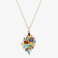 Womens Genuine Multi Color 18K Gold Over Silver 18 Inch Pendant Necklace