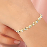 Womens 1/4 CT. T.W. Lab Grown White Diamond 14K Two Tone Gold Over Silver Sterling Bolo Bracelet