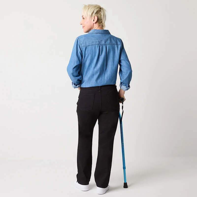 St. John's Bay Womens Mid Rise Adaptive Easy-on + Easy-off Straight Leg Jean