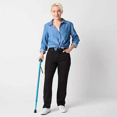 St. John's Bay Womens Mid Rise Adaptive Easy-on + Easy-off Straight Leg Jean