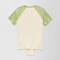 Thereabouts Little & Big Kid Boys Bodysuit Closure Easy-on + Easy-off Adaptive Henley Neck Short Sleeve Bodysuit