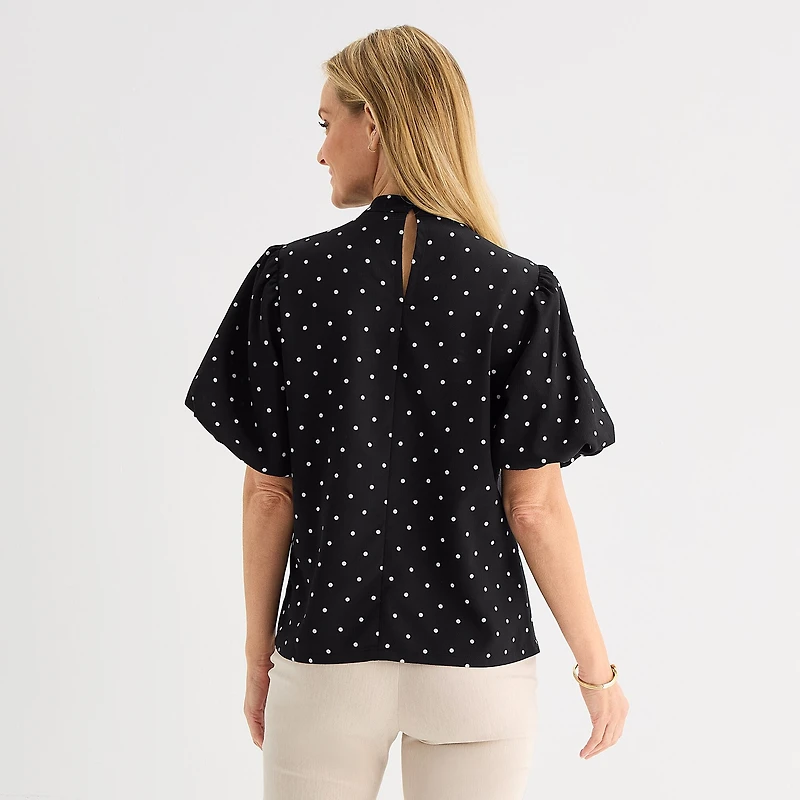 Liz Claiborne Womens Keyhole Neck Short Sleeve Blouse