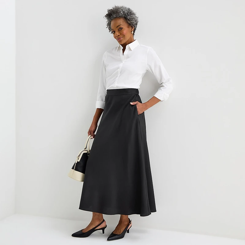 Liz Claiborne Womens Mid Rise Long A-Line Skirt