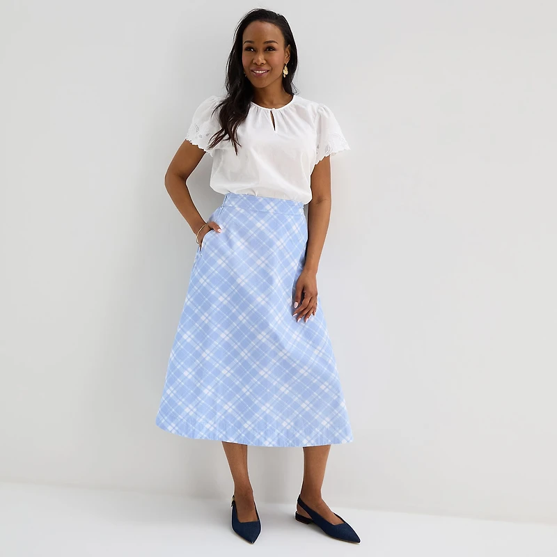 Liz Claiborne Womens Mid Rise Midi A-Line Skirt