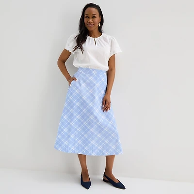 Liz Claiborne Womens Mid Rise Midi A-Line Skirt