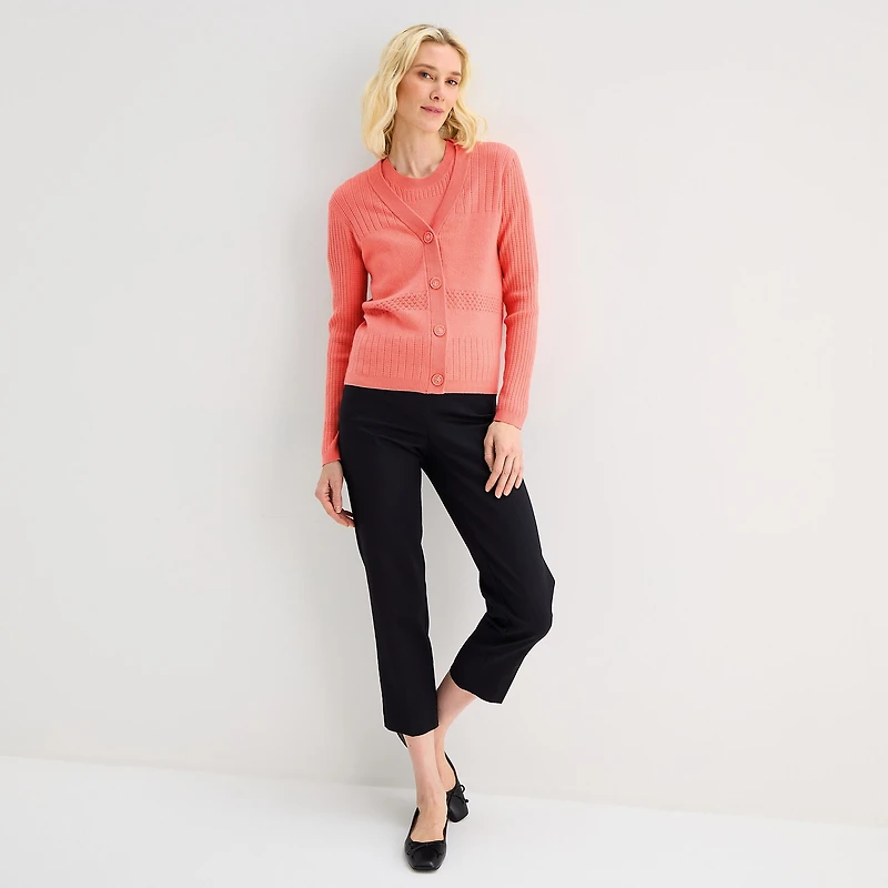 Liz Claiborne Womens V Neck Long Sleeve Button Cardigan