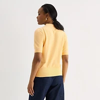 Liz Claiborne Womens Short Sleeve Polo Sweater