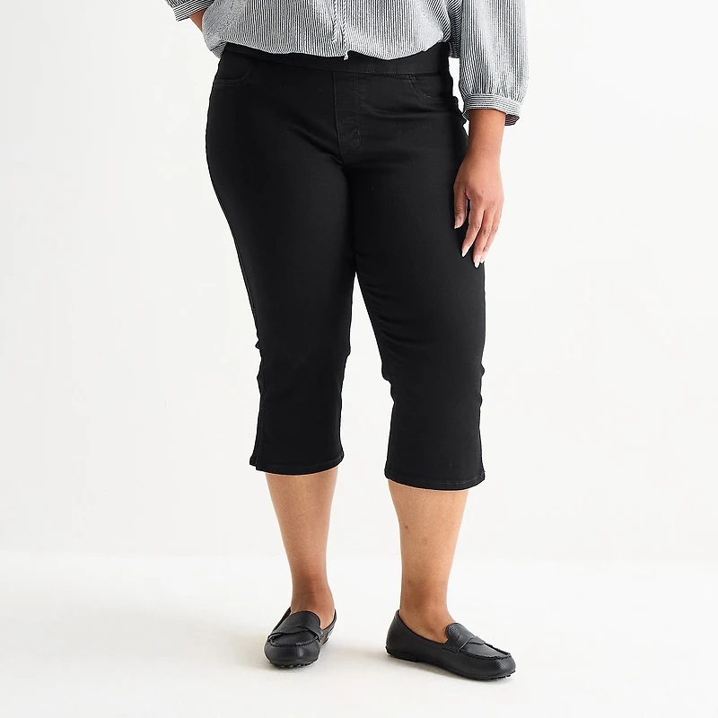 St. John's Bay Womens Plus Denim Pull On Cropped Pant