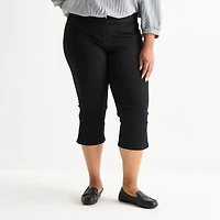 St. John's Bay Womens Plus Denim Pull On Cropped Pant
