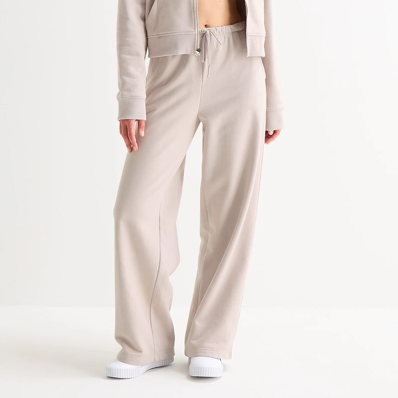 Xersion Womens French Terry Wide Leg Mid Rise Regular Fit Active Pull-On Pant