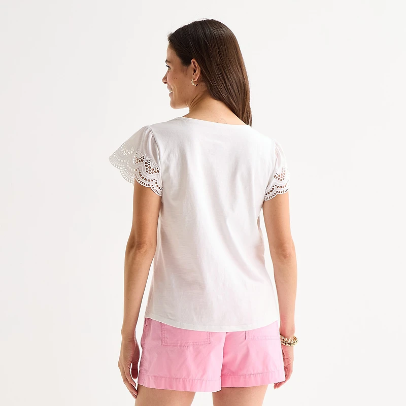 St. John's Bay Womens Crew Neck Short Sleeve Blouse