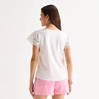 St. John's Bay Womens Crew Neck Short Sleeve Blouse