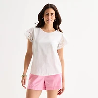 St. John's Bay Womens Crew Neck Short Sleeve Blouse