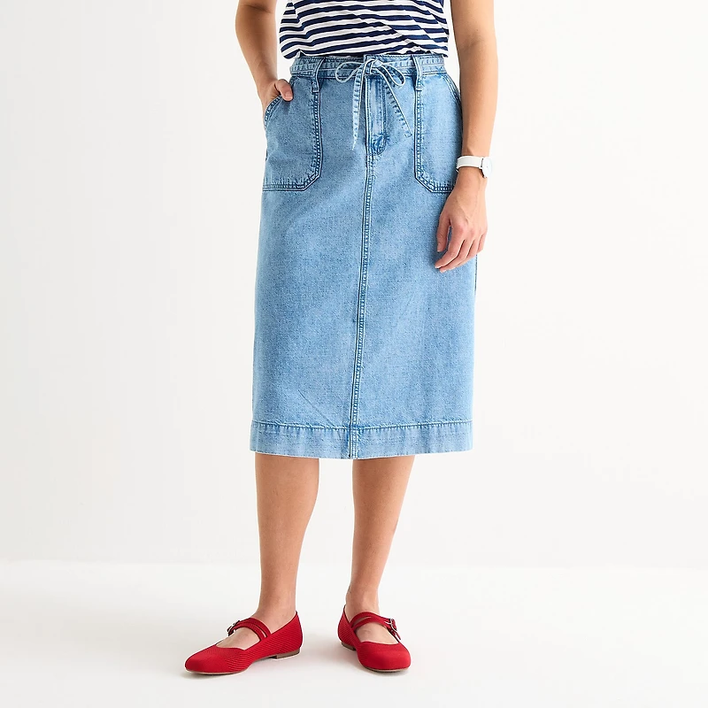 St. John's Bay Womens High Rise Midi A-Line Skirt
