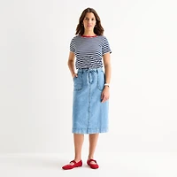 St. John's Bay Womens High Rise Midi A-Line Skirt