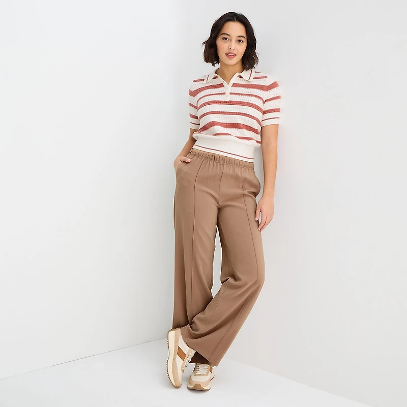 Stylus Womens Wide Leg Mid Rise Lounge Pant