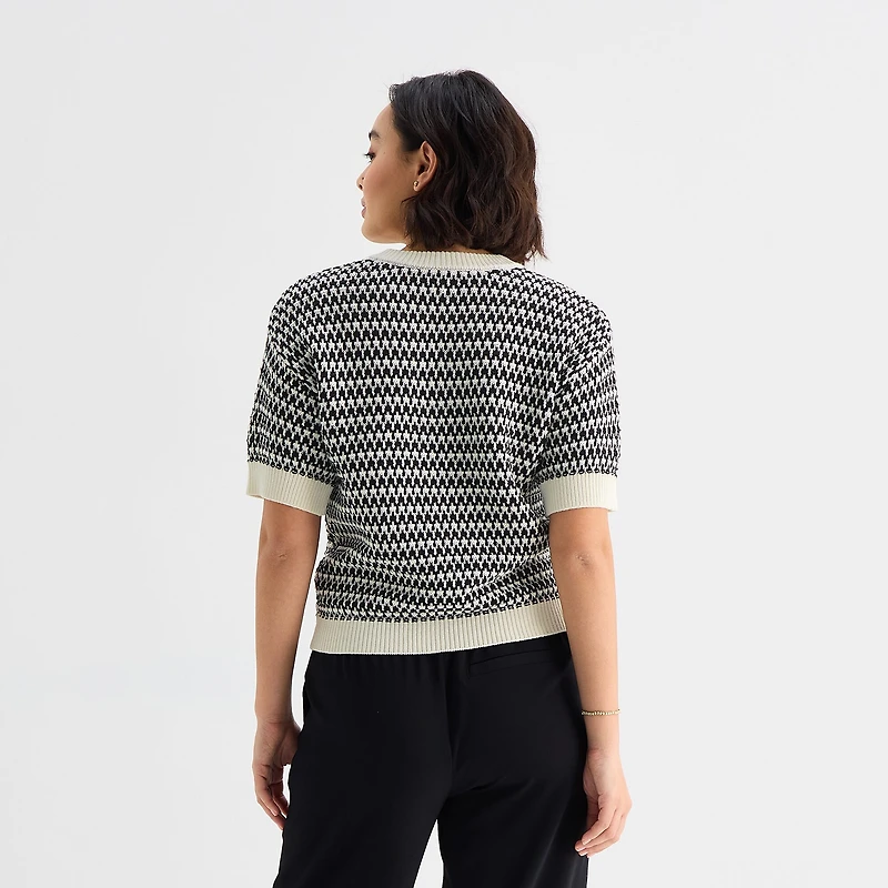 Stylus Womens V Neck Elbow Sleeve Pullover Sweater