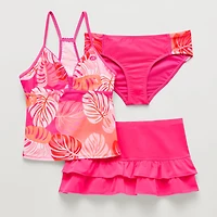 ZeroXposur Little & Big Kid Girls Leaf 3-pc. Tankini Set