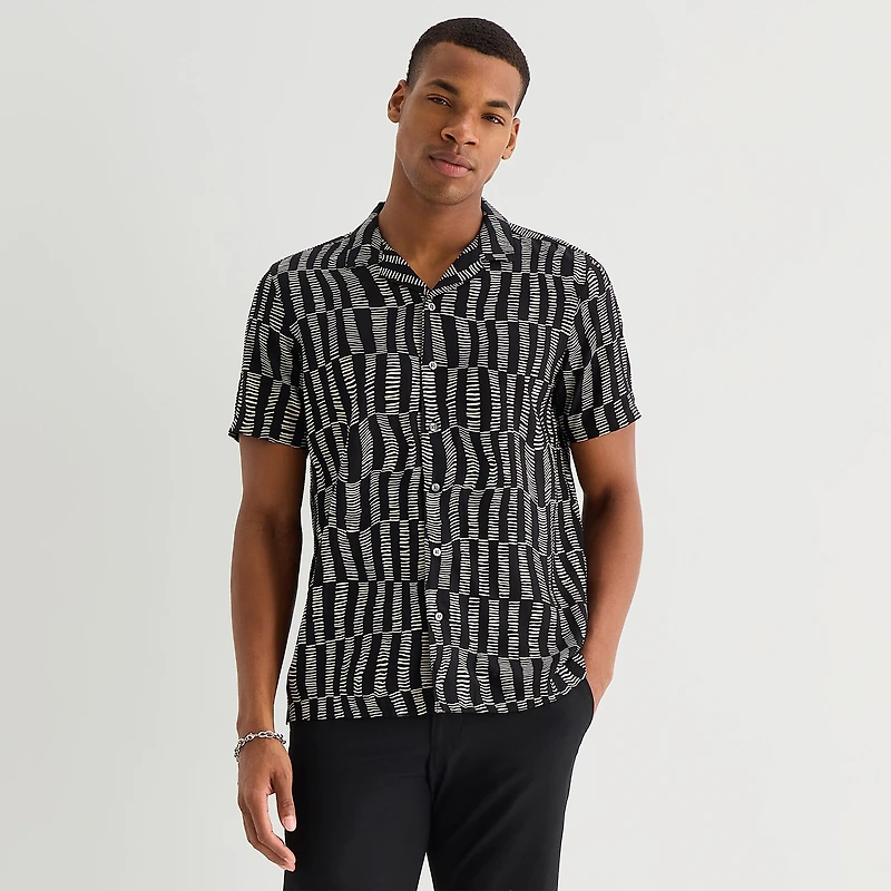 J. Ferrar Rayon Wave Mens Short Sleeve Camp Shirt
