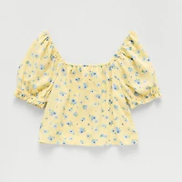 Thereabouts Little & Big Kid Girls Square Neck Short Sleeve Blouse