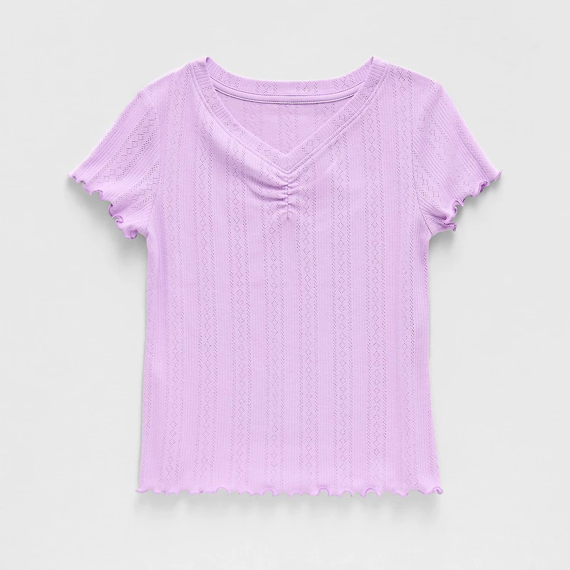 Thereabouts Little & Big Kid Girls V Neck Short Sleeve T-Shirt