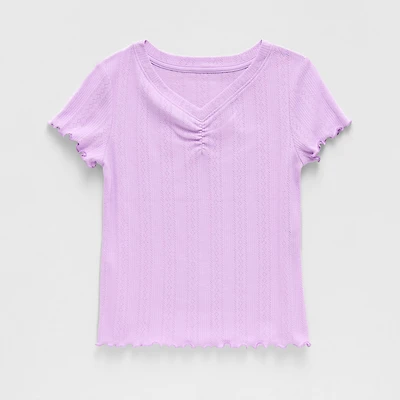 Thereabouts Little & Big Kid Girls V Neck Short Sleeve T-Shirt