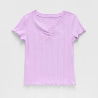 Thereabouts Little & Big Kid Girls V Neck Short Sleeve T-Shirt