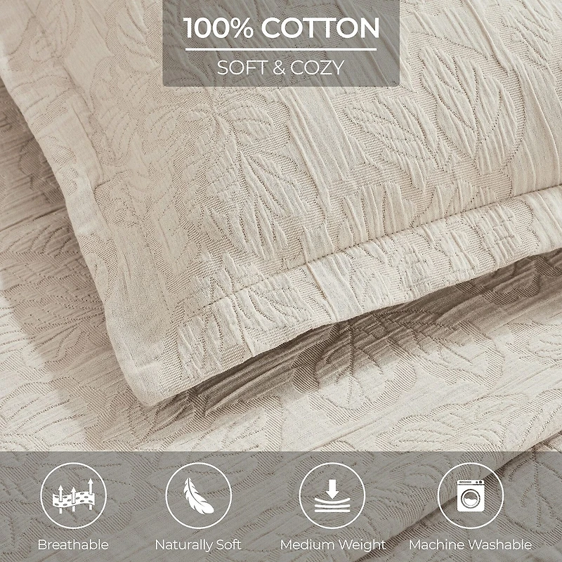 SUPERIOR® Hibiscus Matelasse Cotton Tropical Floral Bedspread