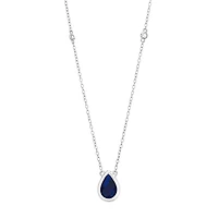 Womens Lab Created Sapphire Sterling Silver 18 Inch Pendant Necklace