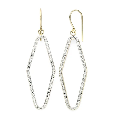Diamond Fascination™ 14K Yellow Gold Open Geometric Drop Earrings