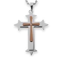 Mens Diamond-Accent Cross Pendant Necklace