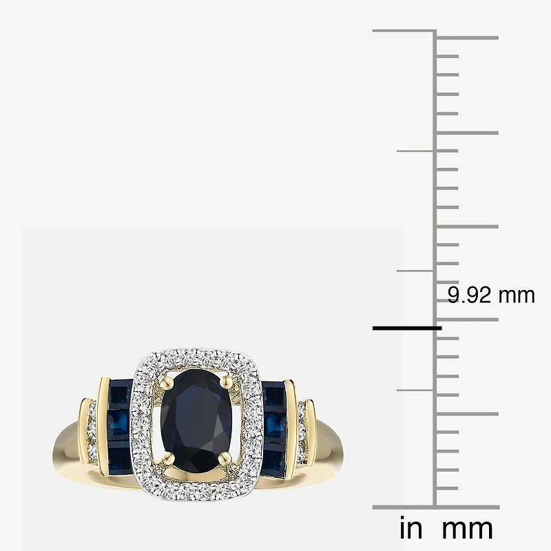 Genuine Gemstone & 1/7 CT. T.W. Diamond 10K Gold Oval Cocktail Ring