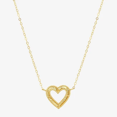 Womens 10K Gold Heart Inch Pendant Necklace
