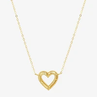 Womens 10K Gold Heart 16 Inch Pendant Necklace