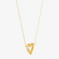 Womens 10K Gold Heart 16 Inch Pendant Necklace