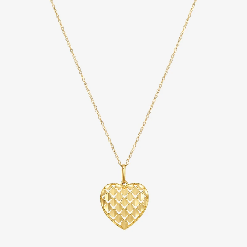 Womens 10K Gold Heart 18 Inch Pendant Necklace