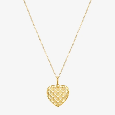 Womens 10K Gold Heart 18 Inch Pendant Necklace